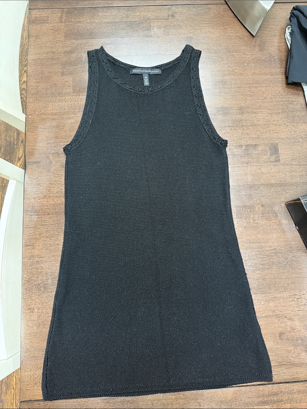 White House Black Market Sleeveless Shirt Black XS Chunky Knit Tank Top/dress